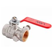 Кран MVI шаровый латунный с дренажём и воздухоотводчиком Ду 20 PN40 вн-вн, рычаг