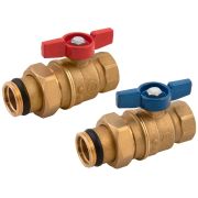Комплект шаровых кранов Giacomini с красной и синей рукояткой-бабочкой 1quot; x 1quot; (2), R859KY007