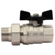 Кран VIEIR шаровый прямой с разьемным соединением (американка) 1quot; НВ, черн. Бабочка (24) VP224-03