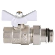 Кран VIEIR шар. с амер. с кольцевым уплотнением 3/4quot; белые никель VR204-02А