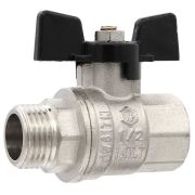 Кран VIEIR шаровый 1/2quot; ВВ, бабочка, никель, черный (120/12) VP220-01