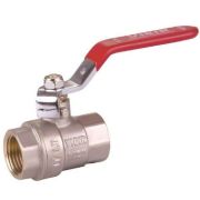 Кран VIEIR шаровый 1quot; ВВ, красная ручка, никель (60/6) VR200-03