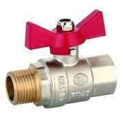 Кран VIEIR шаровый 3/4quot; ВН, красная ручка, никель (80/10) VR202-02