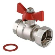 Кран VIEIR шаровый 1/2quot; ВН, красная ручка, никель (112/14) VR202-01