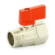 Кран Uni-Fitt шаровой мини НВ 1/2quot; флажок красный металл