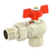 Кран угловой Uni-Fitt шаровой НВ 3/4quot; с разъемным соединением, полнопроходной, бабочка