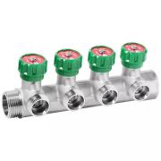 Коллектор VIEIR латунный с регулирующими вентилями 1quot;x3/4quot;- 4 вых. VR526-4