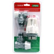 Комплект VIEIR радиаторный угловой (клапан термостат. клапан запорный,термоловка) 1/2quot; VR310 (25/1)