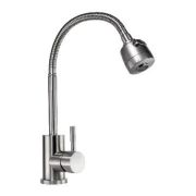 Смеситель АМУР д/кухни quot;уткаquot;, карт. 35мм, нерж.сталь, гофр. излив, б/подв. (10) Арт. BY2020-B2