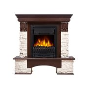 Портал Firelight Pietra Classic камень белый, шпон темный дуб