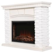 Портал Firelight Porto 25 камень белый, шпон беленый дуб