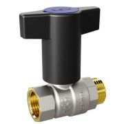 Кран шаровой латунный LD Pride47.15.В-Н.ТРДу15Ру40,вн-нр,Т-рук(Red+Blue)