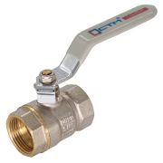 Кран VIEIR шаровый 1 1/2 ВВ, красная ручка, никель (24/4) VR200-05