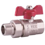 Кран VIEIR шаровый 11/2quot; ВН, красная ручка, никель (24/4) VR202-05