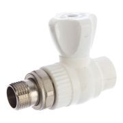 Кран Lammin шаровый PPR радиат. прям. 20 х 1/2quot; PREMIUM 50/10, белый