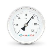 Термометр VARMEGA биметаллич. с погр. гильзой 63 мм, 120гр.С, штуц.50 мм, 1/2quot;, VMMT01-635004