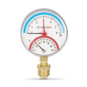 Термоманометр VARMEGA радиальный 80 мм, 6 бар, 120гр.С, 1/2quot;, с отсекающим клапаном, VMMT07-800604