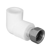 Угольник TEBO бел. PP-R 90 град. с накидной гайкой 20х1/2quot; (25/200), арт. 030031001