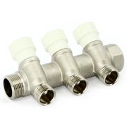 Коллектор Uni-Fitt НВ 1quot;х2 вых 3/4quot; ЕК 40 мм с вентилями, никелированный