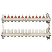 Группа коллекторная ONDO нерж сталь 12 вых. с автомат. воздухоотвод., расход. и термостат. клапанами