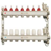 Группа коллекторная ONDO нерж сталь 7 вых. с автомат. воздухоотвод., расход. и термостат. клапанами