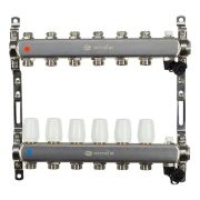 Группа коллекторная ONDO нерж сталь 6 вых. в сборе с термостатическими и запорными клапанами