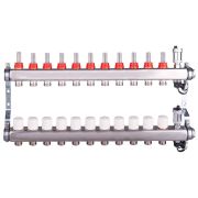 Группа коллект. AQUALINK с расходомерами, сливным краном и автомат. возд-ком, нерж. сталь 1quot;х11х3/4quot;