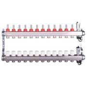 Группа коллект. AQUALINK с расходомерами, сливным краном и автомат. возд-ком, нерж. сталь 1quot;х12х3/4quot;