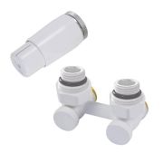 Комплект узла нижнего подкл SCHLOSSER угловой STANDARD 3/4quot; (белый) с термоголовкой М30х1,5, ниппеля 1/2quot;Х3/4quot;